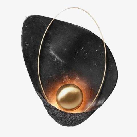 Φωτιστικό τοίχου με σχέδιο LED σε μαρμάρινο στυλ με χρυσό δαχτυλίδι