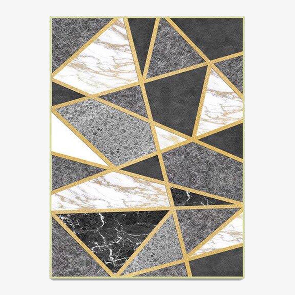 Μοντέρνο λευκό και γκρι ορθογώνιο χαλί σε γεωμετρικό στυλ