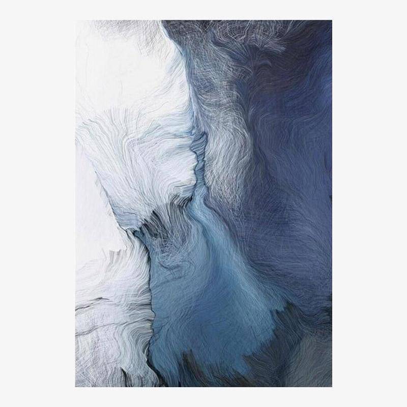 Μοντέρνο ορθογώνιο χαλί σε μπλε και λευκό αφηρημένο στυλ