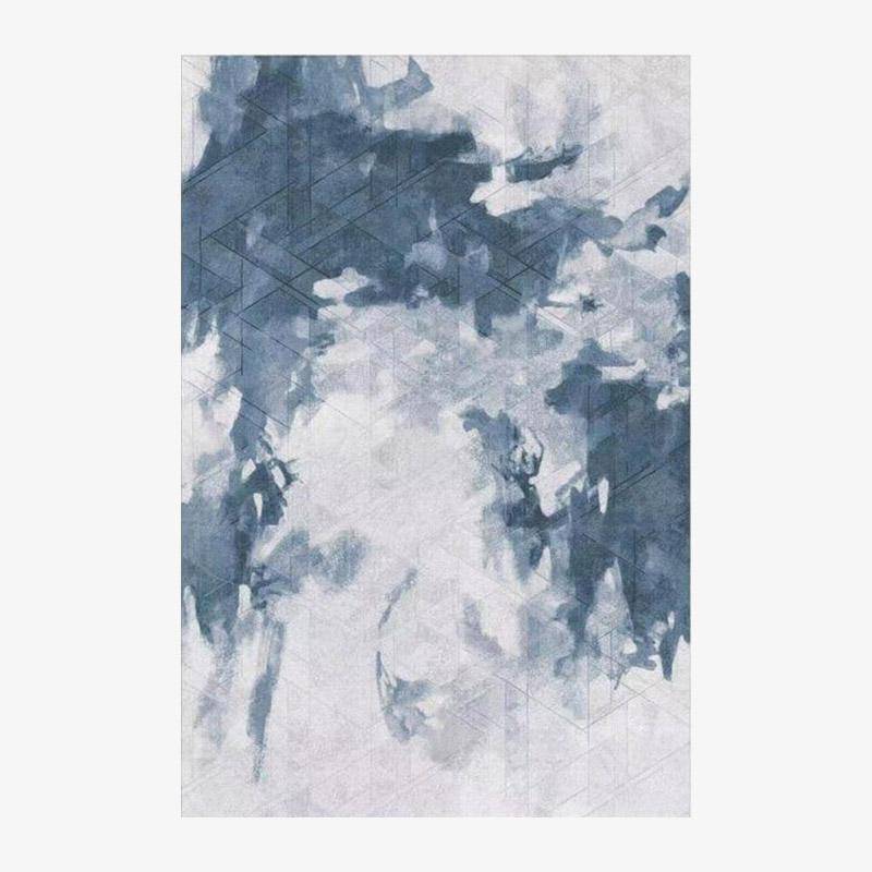 Μοντέρνο ορθογώνιο χαλί σε μπλε αφηρημένο στυλ