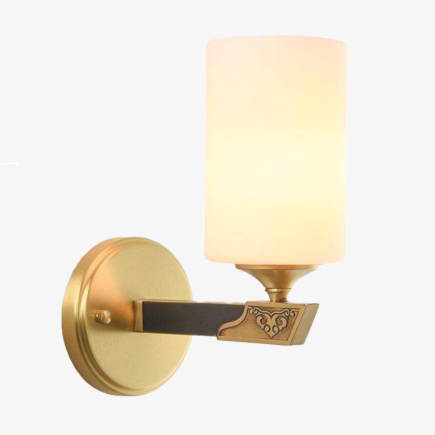 Χρυσό φωτιστικό τοίχου με κυλινδρικό γυάλινο αμπαζούρ Indoor