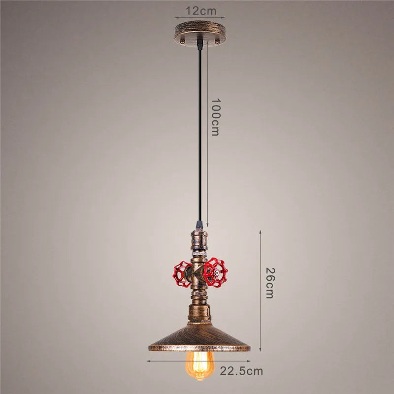Loft Steampunk Vintage Μεταλλικό Φωτιστικό Σωλήνα Νερού