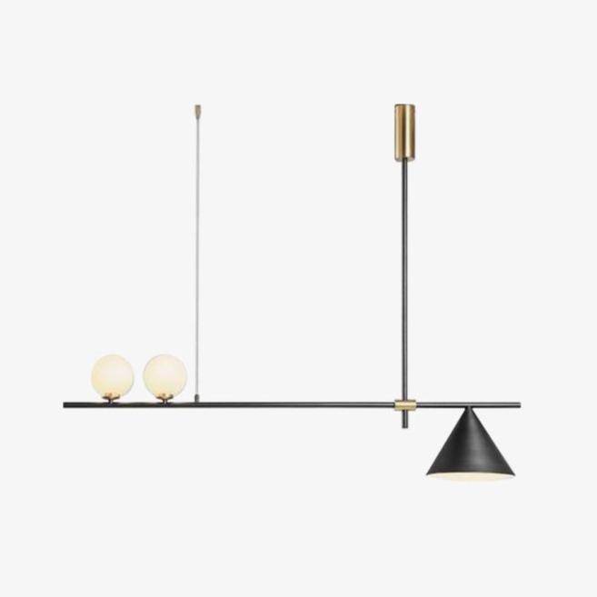 Σχεδιαστής πολυέλαιος με μαγική μπάλα και κωνικό φωτιστικό