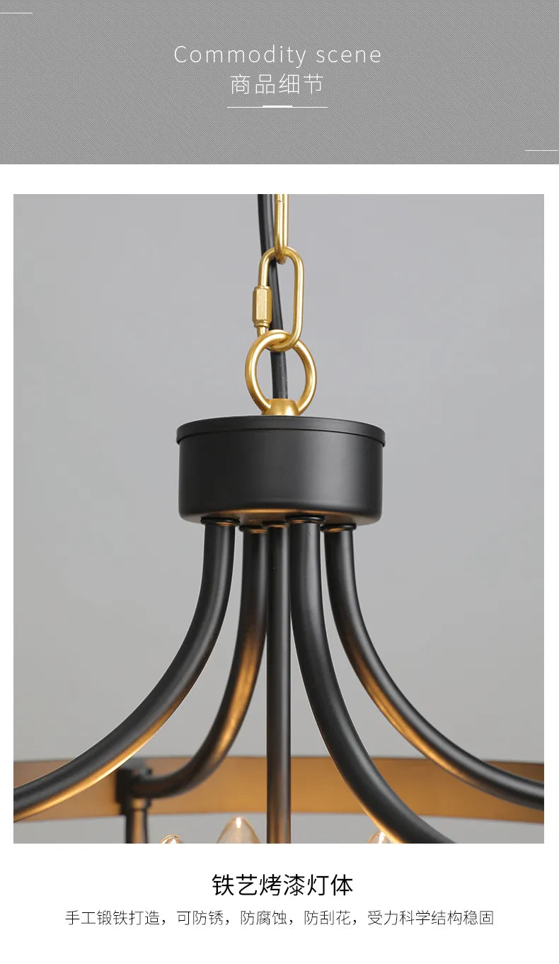 ρουστίκ μοντέρνος σιδερένιος κρεμαστός πολυέλαιος