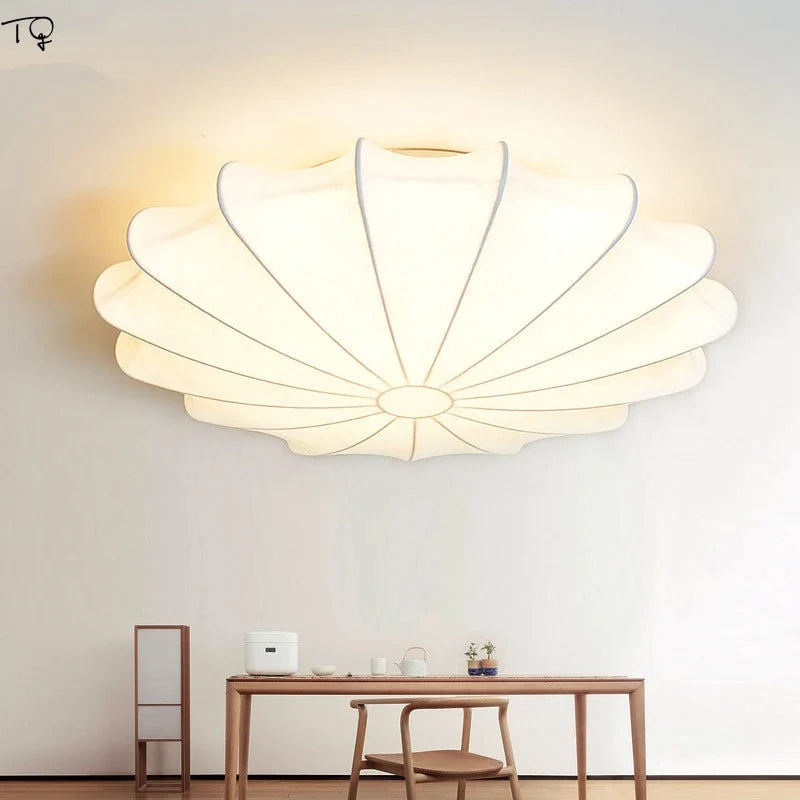 Φωτιστικό οροφής Ιαπωνικό Κορεάτικο ζεστό κλασικό μεταξωτό ύφασμα Zen Art Led