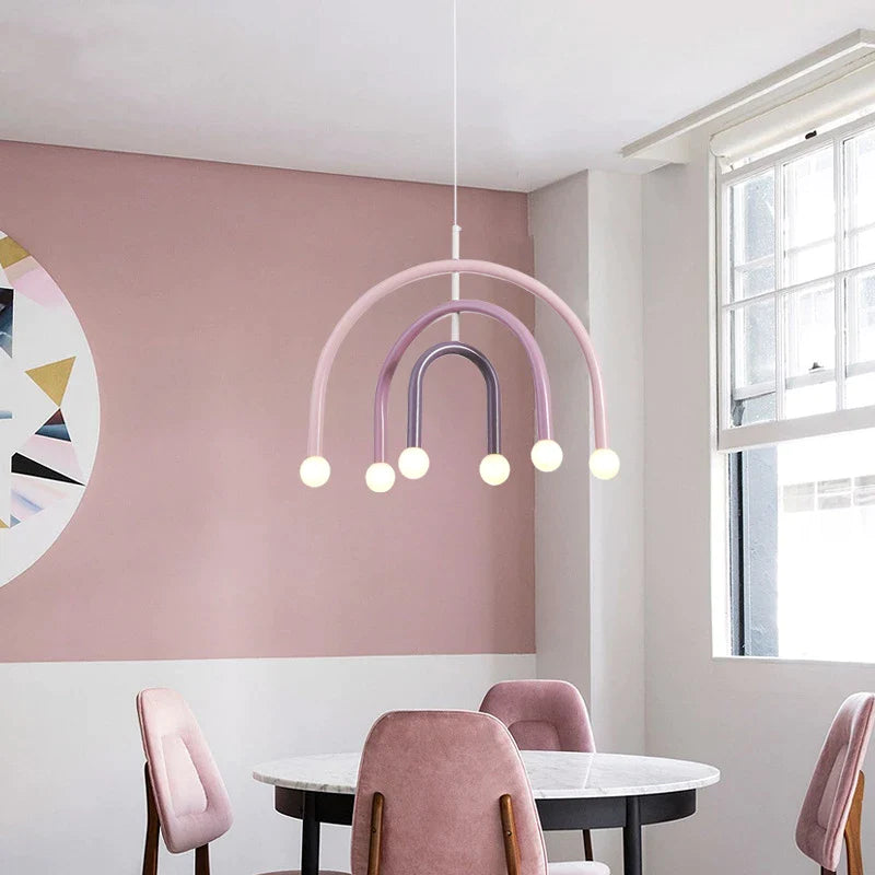 Creative Rainbow Chandelier LED Πολύχρωμο μεταλλικό κρεμαστό φωτιστικό για υπνοδωμάτιο σαλόνι Εστιατόριο Cafe Art Κρεμαστό φωτιστικό τραπεζαρίας