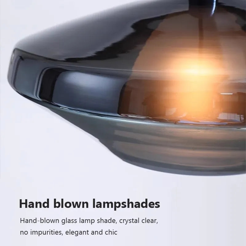 Μινιμαλιστικό κρεμαστό φως LED σε μωβ γυαλί