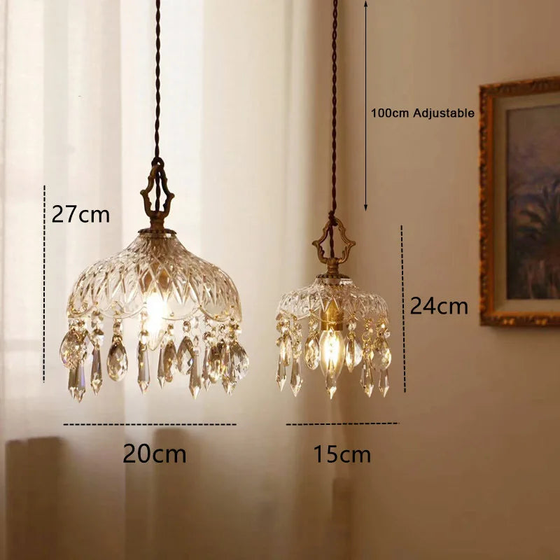 Γαλλικό ρετρό γυάλινο κρεμαστό φωτιστικό