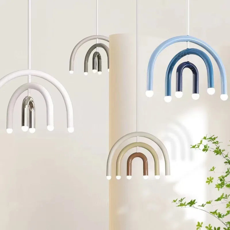 Creative Rainbow Chandelier LED Πολύχρωμο μεταλλικό κρεμαστό φωτιστικό για υπνοδωμάτιο σαλόνι Εστιατόριο Cafe Art Κρεμαστό φωτιστικό τραπεζαρίας