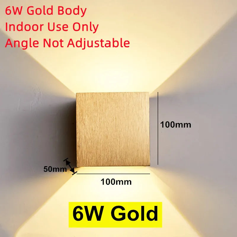 Φωτιστικό τοίχου LED Φωτιστικό εξωτερικού χώρου Αδιάβροχο IP65 Φωτιστικό κήπου βεράντας & Διακόσμηση κομοδίνου υπνοδωματίου εσωτερικού χώρου Φωτιστικό χρυσό φωτιστικό αλουμινίου