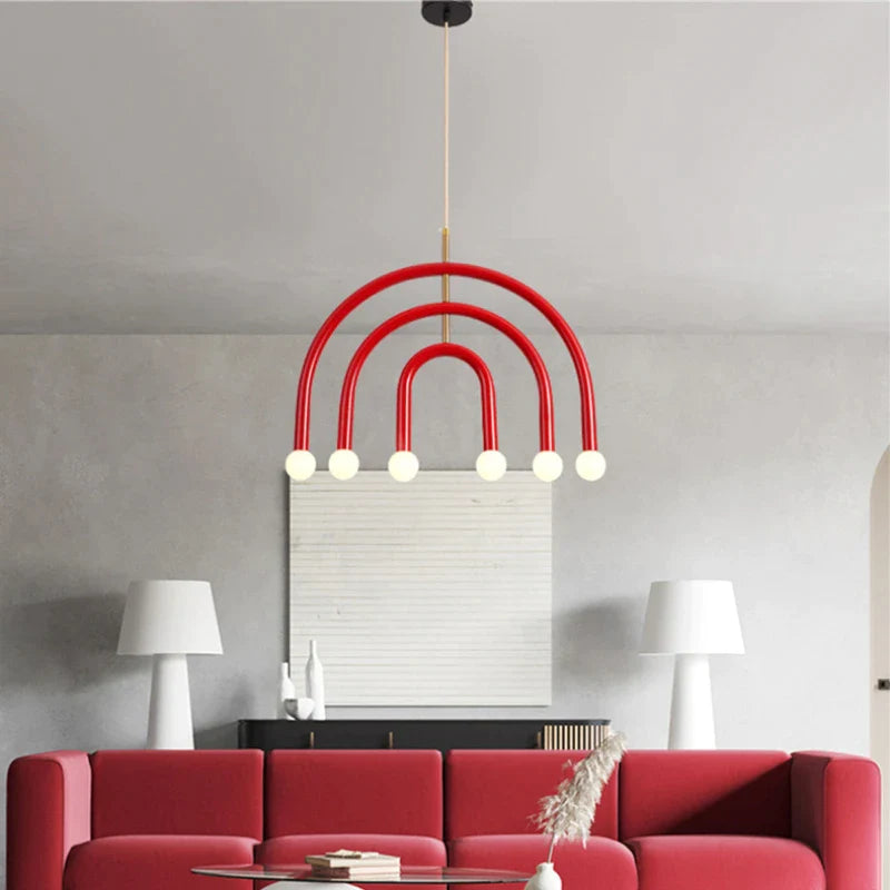 Creative Rainbow Chandelier LED Πολύχρωμο μεταλλικό κρεμαστό φωτιστικό για υπνοδωμάτιο σαλόνι Εστιατόριο Cafe Art Κρεμαστό φωτιστικό τραπεζαρίας