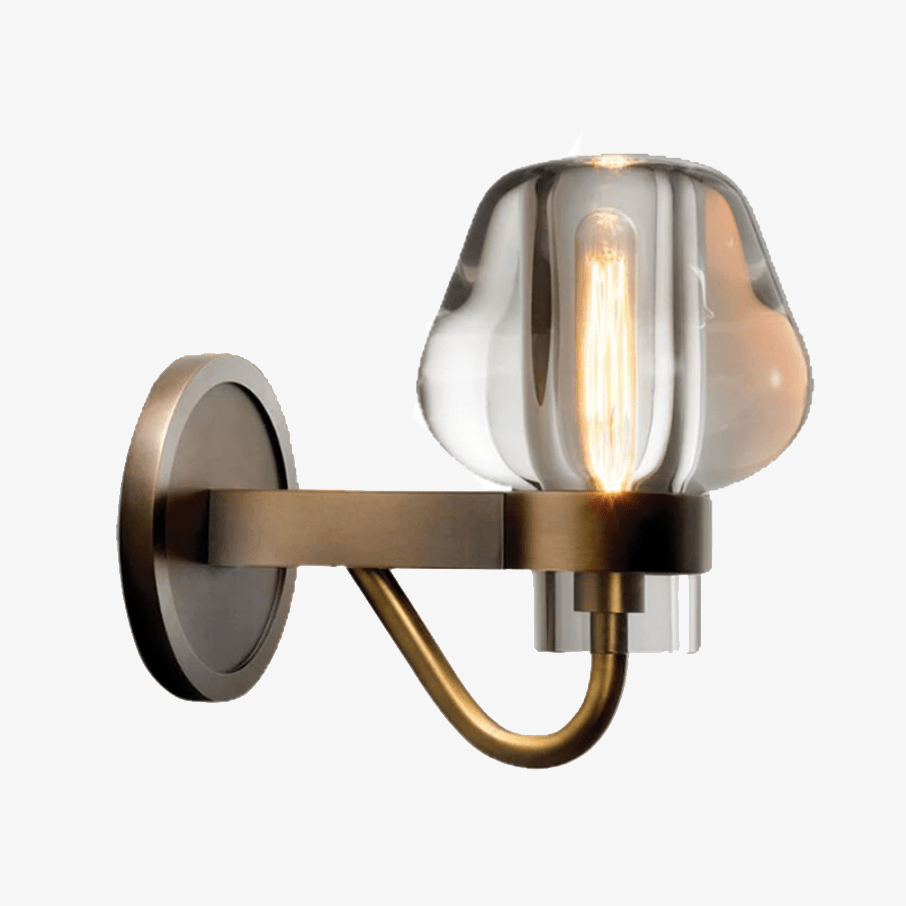 Χάλκινο ντιζάιν φωτιστικό τοίχου LED με παραμορφωμένο γυαλί