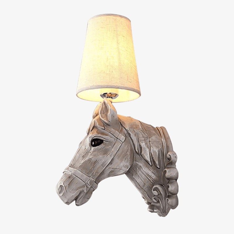 Φωτιστικό τοίχου σε σχήμα κεφαλιού αλόγου και αμπαζούρ