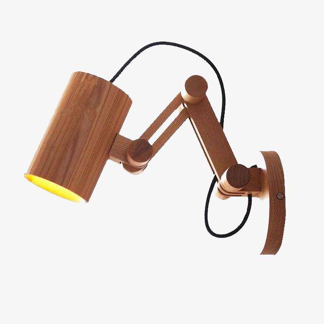 Ρυθμιζόμενο ξύλινο φωτιστικό τοίχου LED με σποτ