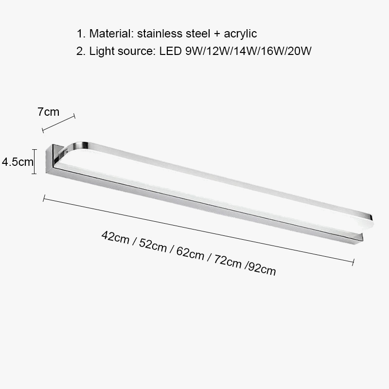 Καθρέφτης Φωτιστικό Τοίχου Μπάνιου Μοντέρνες Απλίκες Τοίχου 42CM 52CM 9W 12W Φωτιστικά Τουαλέτας Απλίκες Εσωτερικού Υπνοδωματίου