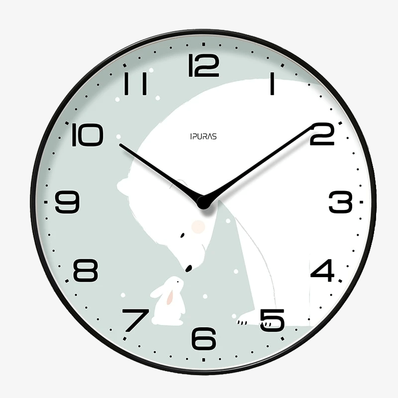 Στρογγυλό ρολόι τοίχου Chansrun White Bear and Rabbit