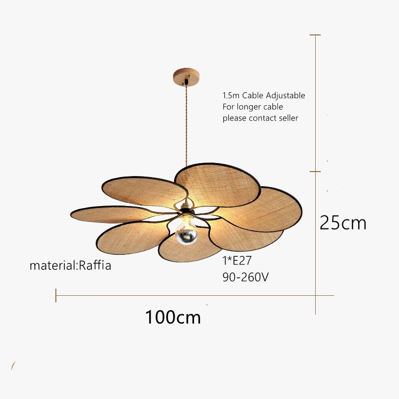 Χειροποίητο κρεμαστό φωτιστικό με σχέδιο λουλουδιών από μπαστούνι