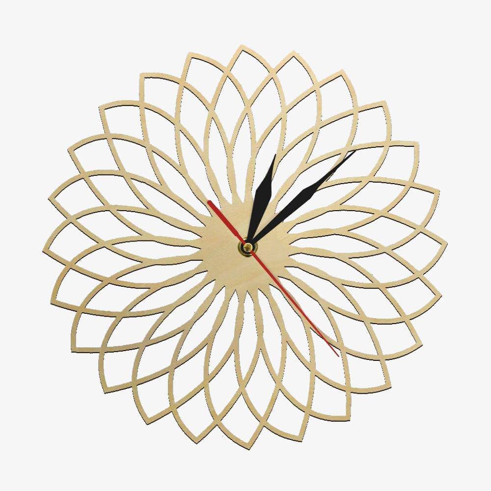 Ξύλινο ρολόι τοίχου γεωμετρική ροζέτα 30cm Floral