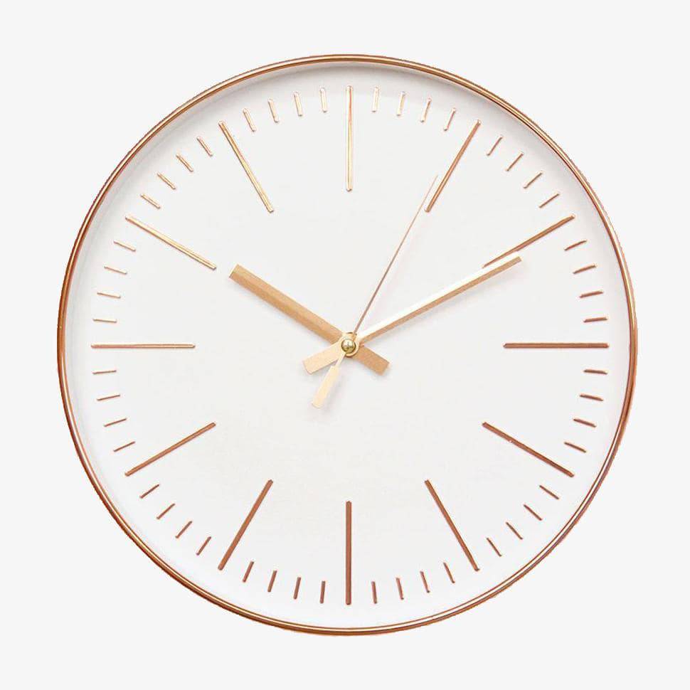 Στρογγυλό ρολόι τοίχου απλό σχέδιο ροζ χρυσό ή ασημί 30cm Στρογγυλό