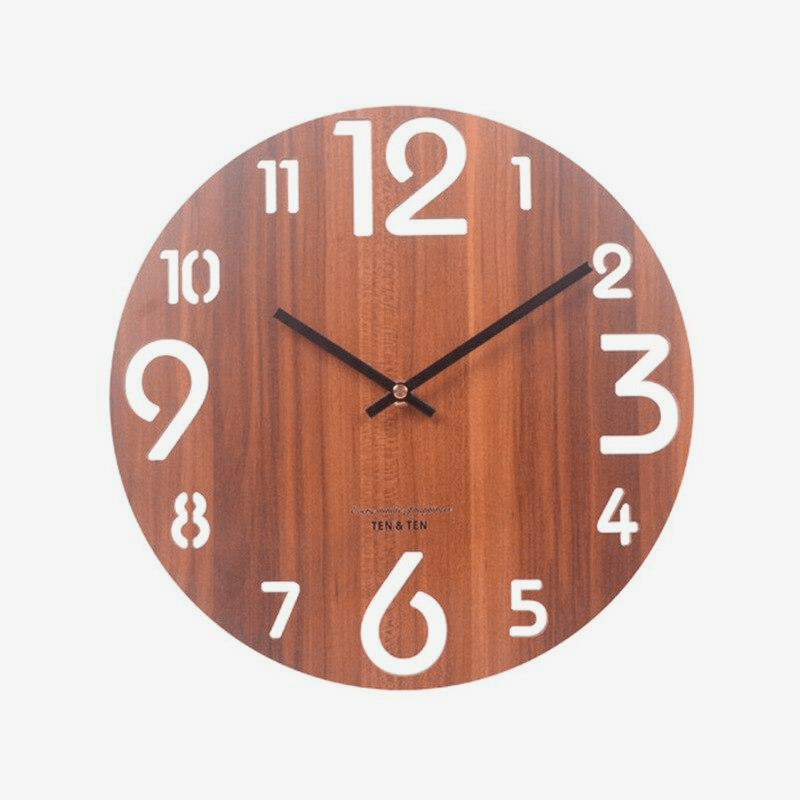 Στρογγυλό ξύλινο ρολόι τοίχου στυλ Tee II 30cm