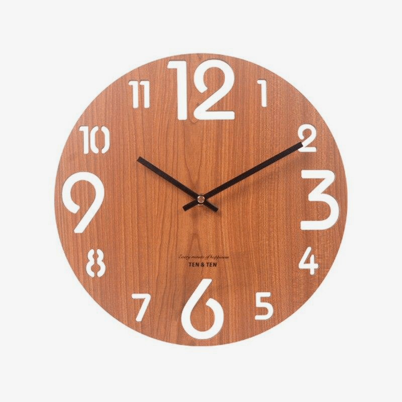 Στρογγυλό ξύλινο ρολόι τοίχου στυλ Tee III 30cm