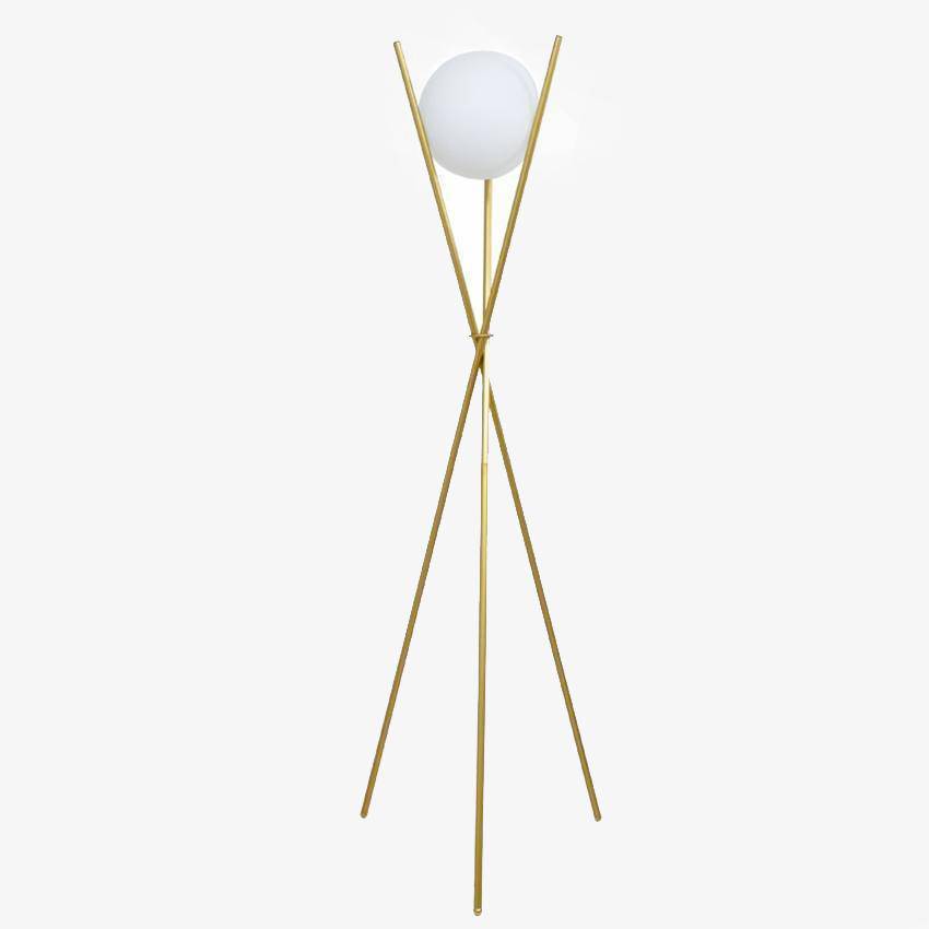 Φωτιστικό δαπέδου επώνυμων σχεδιαστών με μεταλλικά μπαστούνια και γυάλινη μπάλα