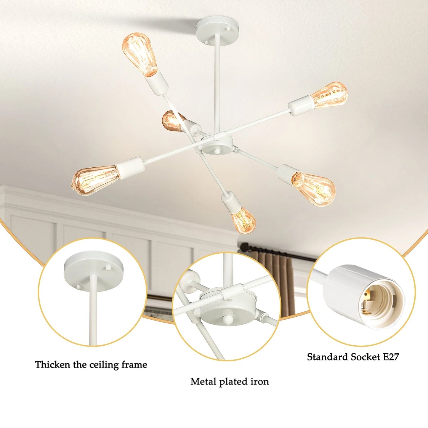 Φωτιστικό οροφής LED σε λευκό μέταλλο με κλαδιά 6 φωτιστικά