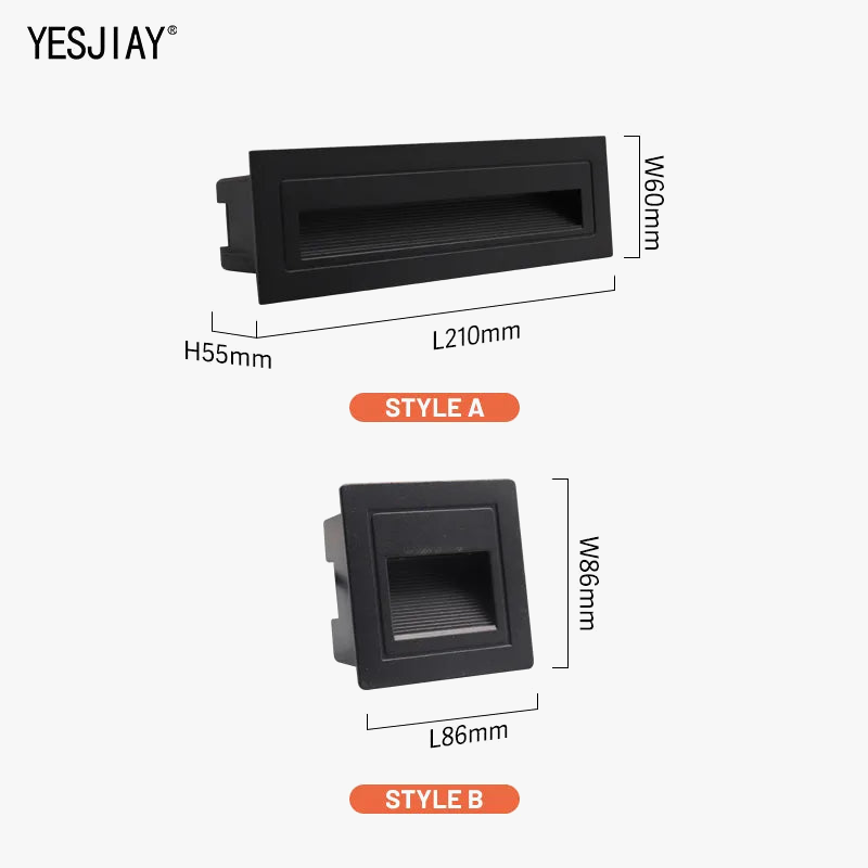 Φώτα σκάλας Led Step Lights 3W/6W 86/210mm Αλουμίνιο εσοχή εξωτερικού χώρου Αδιάβροχο ενσωματωμένο φωτιστικό τοίχου Led σκάλας για οικιακά βήματα