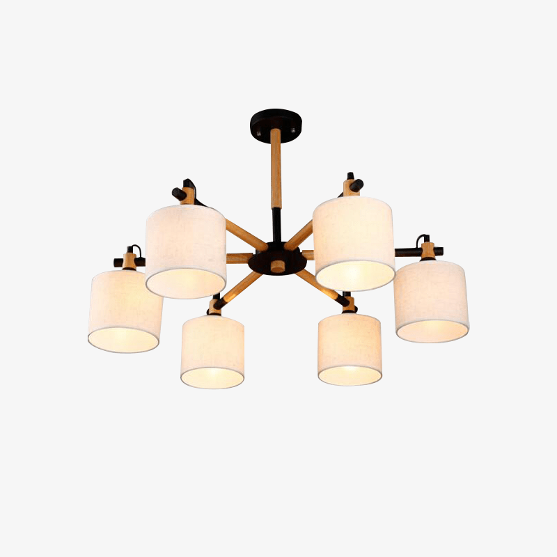 Ξύλινος πολυέλαιος και υφασμάτινο αμπαζούρ