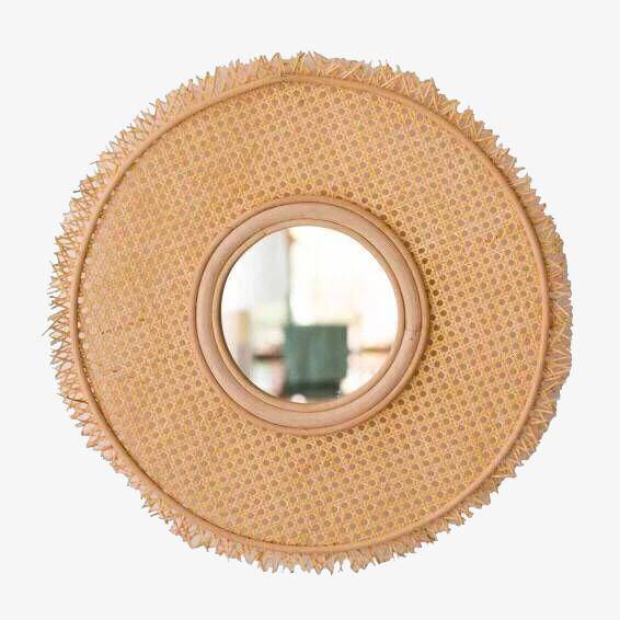 Λογοτεχνία Στρογγυλός καθρέφτης τοίχου Rattan