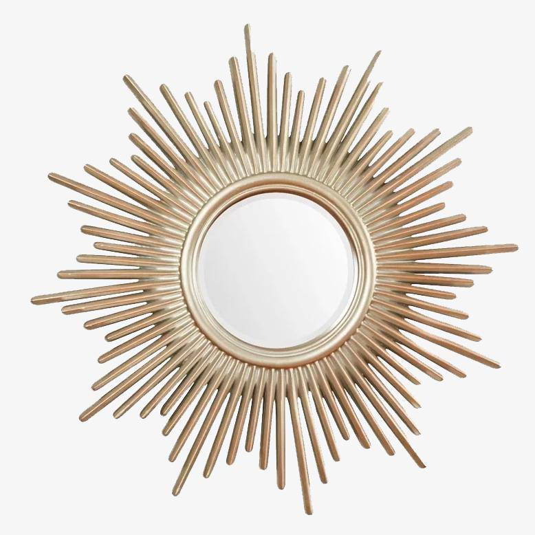 Sunburt στρογγυλός καθρέφτης τοίχου από χρυσό ξύλο