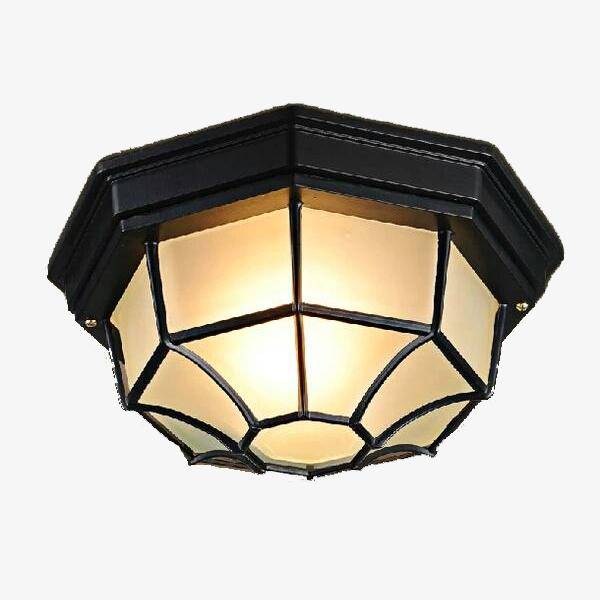 Μαύρο εξάγωνο εξωτερικό φωτιστικό οροφής με πλέγματα