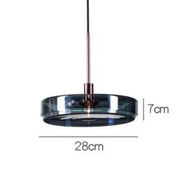 Στρογγυλό επώνυμο μενταγιόν φωτιστικό σε μπλε γυαλί Τραπεζαρία