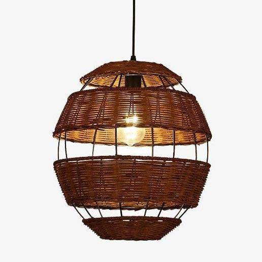 Κρεμαστό φως LED Rata ρουστίκ rattan σε σχήμα αυγού