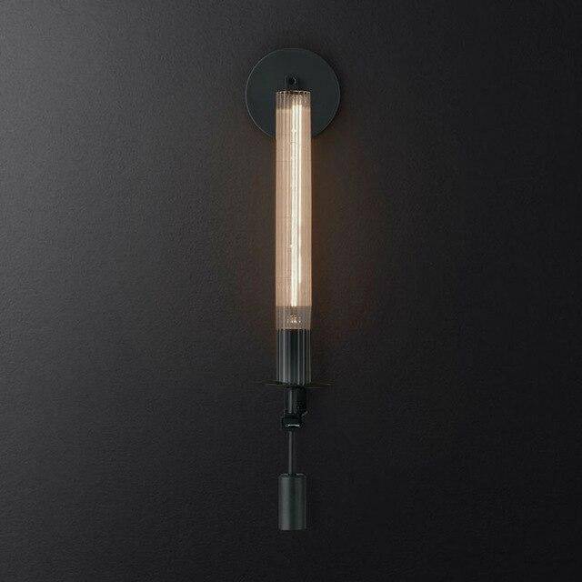 Φωτιστικό τοίχου ρετρό LED με αμπαζούρ κυλίνδρου σε στυλ Bronze