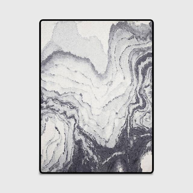 Μοντέρνο ορθογώνιο χαλί ασπρόμαυρο χαλί αφηρημένου στυλ