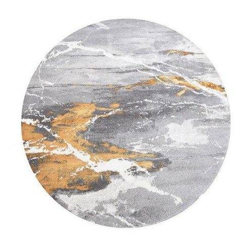 Στρογγυλό γκρι ντιζάιν χαλί με χρυσές κηλίδες Παχύ C