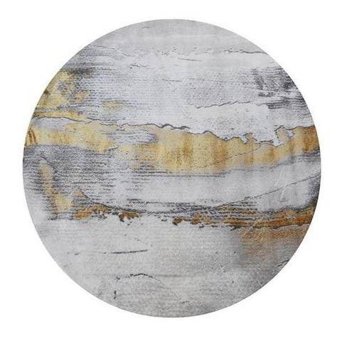 Στρογγυλό χαλί σε γκρι σχέδιο με χρυσές κηλίδες Χοντρό Ε