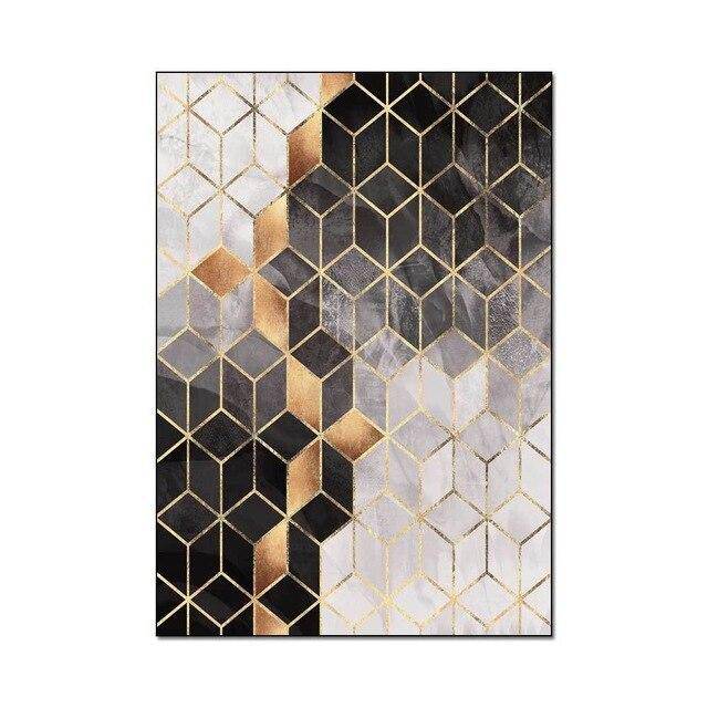 Γεωμετρικό ορθογώνιο χαλί με γκρι και λευκούς κύβους Χαλιά