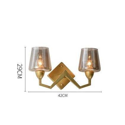 Χρυσό LED ντιζάιν φωτιστικό τοίχου με ρετρό γυάλινο αμπαζούρ