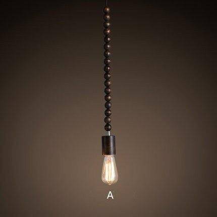 Ρετρό ξύλινο κρεμαστό φωτιστικό με λάμπα Edison