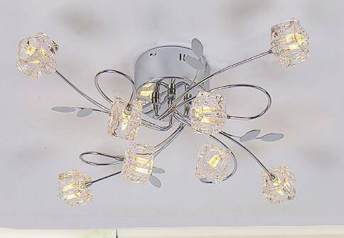 Φωτιστικό οροφής χρωμίου LED με γυάλινους κύβους