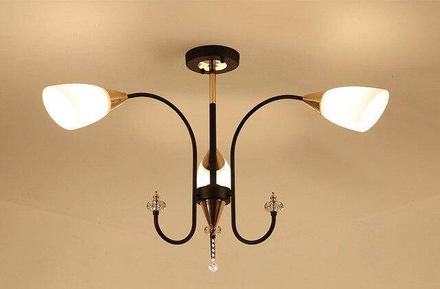 Πολυέλαιος LED με στρογγυλεμένους βραχίονες και γυάλινες λάμπες Δωμάτιο