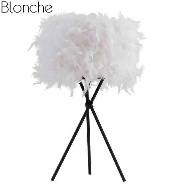 Φωτιστικό κομοδίνου LED με πούπουλα σε τρία πόδια