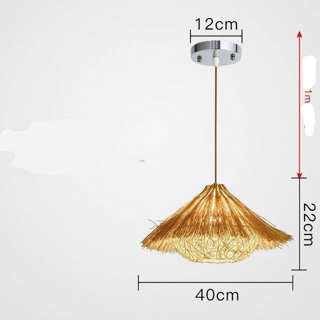 Φωτιστικό κρεμαστό τρίγωνο υφαντό άχυρο