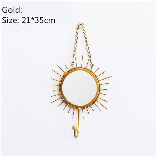 Διακοσμητικός κρεμαστός καθρέφτης τοίχου Nordic Yellow Sun Round