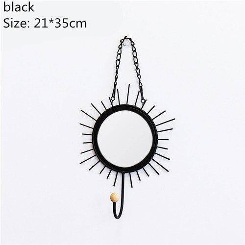 Διακοσμητικός κρεμαστός καθρέφτης τοίχου Nordic Black Sun Round