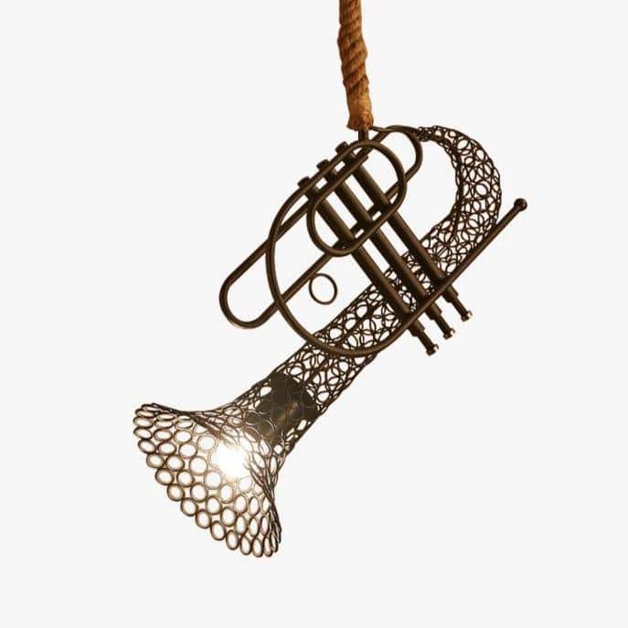 Φωτιστικό κρεμαστό μεταλλικό κλουβί σε σχήμα τρομπέτας σοφίτας