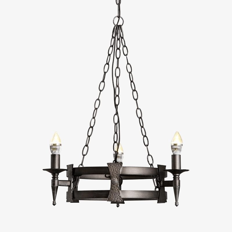 Κρεμαστό φωτιστικό ρετρό LED με αλυσίδες και μεταλλικό αμπαζούρ