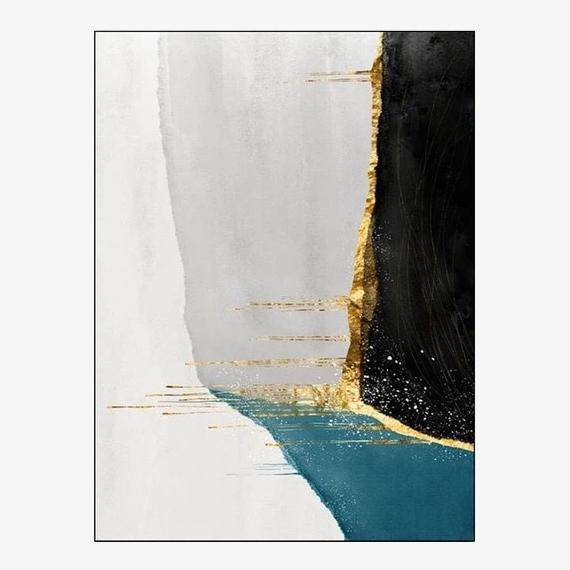 Χαλί Vintage σχεδιασμού με πινελιές μπλε και χρυσού Gold B